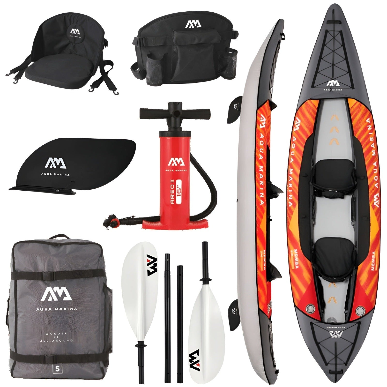 Aqua Marina Memba-390 Touring Kayak 2-person. DWF Deck. Kayak paddle included.