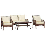 Outsunny 4-Piece Outdoor Wicker Sofa Set, Outdoor PE Rattan Conversation Furniture - 860-159CW