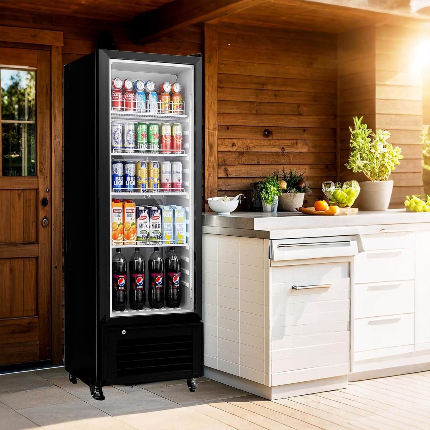 Bodega cooler Upright Display refrigerator Commercial Fridge 10.2 Cu.Ft.