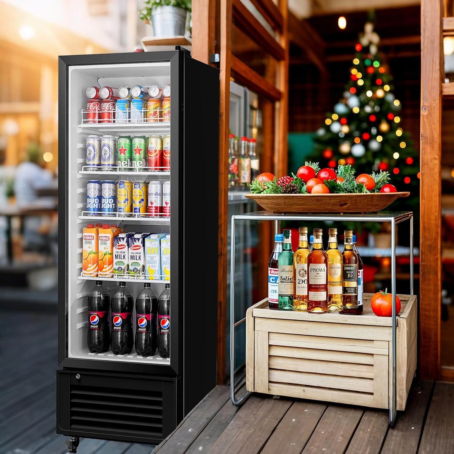 Bodega cooler Upright Display refrigerator Commercial Fridge 10.2 Cu.Ft.