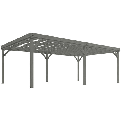 12' x 20' Wooden Pergola with Grape Vine Design & Concrete Anchors, Gray