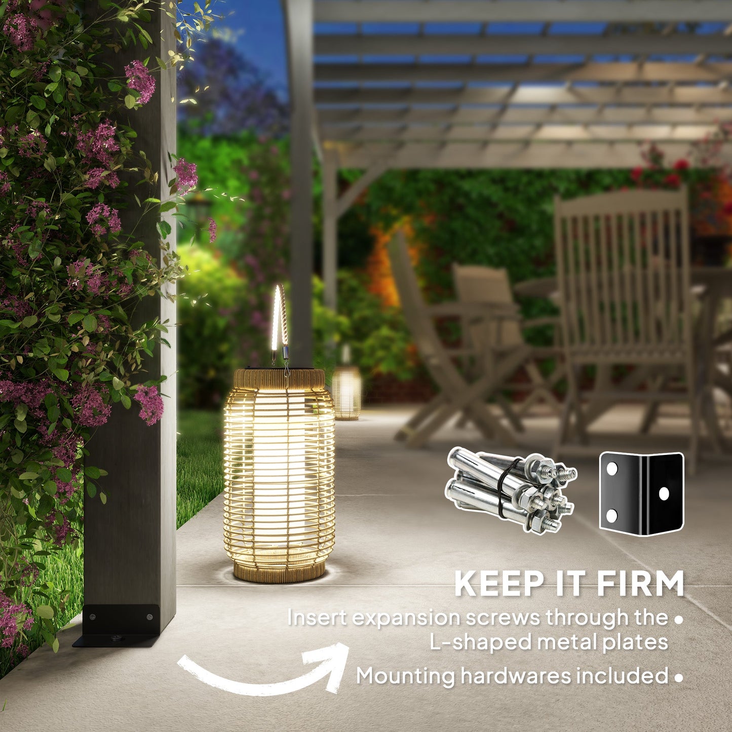 12' x 20' Wooden Pergola with Grape Vine Design & Concrete Anchors, Gray