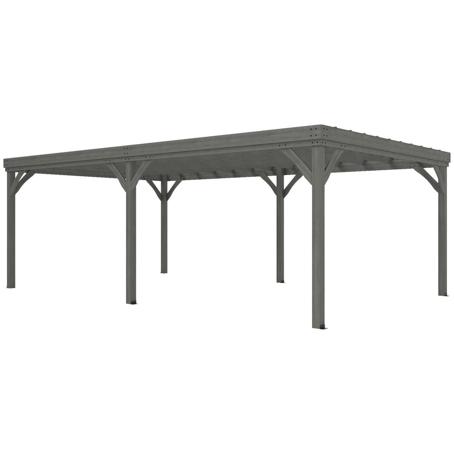 12' x 20' Wooden Pergola with Grape Vine Design & Concrete Anchors, Gray