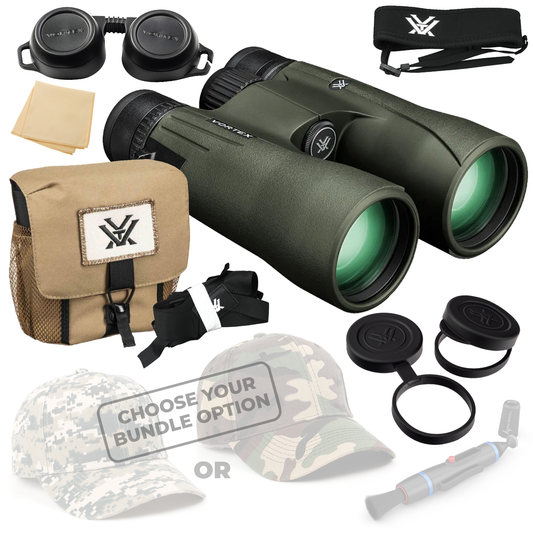 Vortex Optics Viper HD 12x50 Roof Prism Binocular V203 with Free Hat and Wearable4U Bundle - V203_Hat-CD_LCP