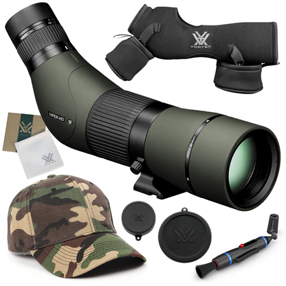 Vortex Optics Viper HD 15-45x65 Angled Spotting Scope with Free Hat and Wearable4U Bundle