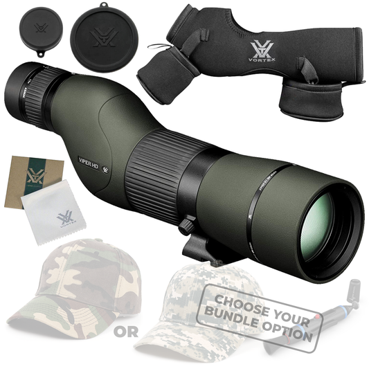 Vortex Optics Viper HD 15-45x65 Straight Spotting Scope V501 with Free Hat and Wearable4U Bundle - V501_Hat-CD_LCP