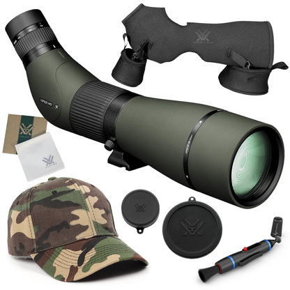 Vortex Optics Viper HD 20-60x85 Angled Spotting Scope V502 with Wearable4U Bundle - V502_Hat-CD_LCP