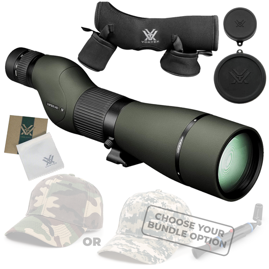 Vortex Optics Viper HD 20-60x85 Straight Spotting Scope V503 with Free Hat and Wearable4U Bundle - V503_Hat-CD_LCP