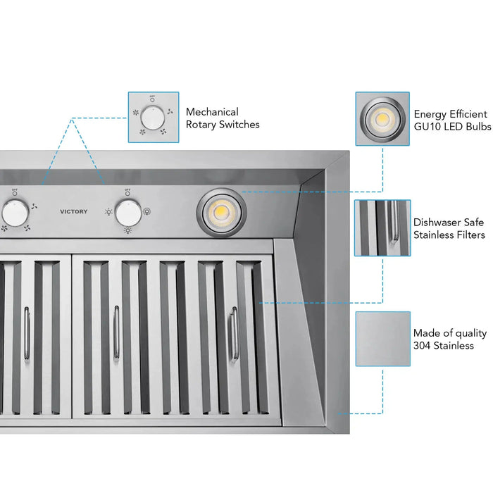 Victory Range Q2 700 CFM Insert Range Hood in Stainless Steel - Q2-30