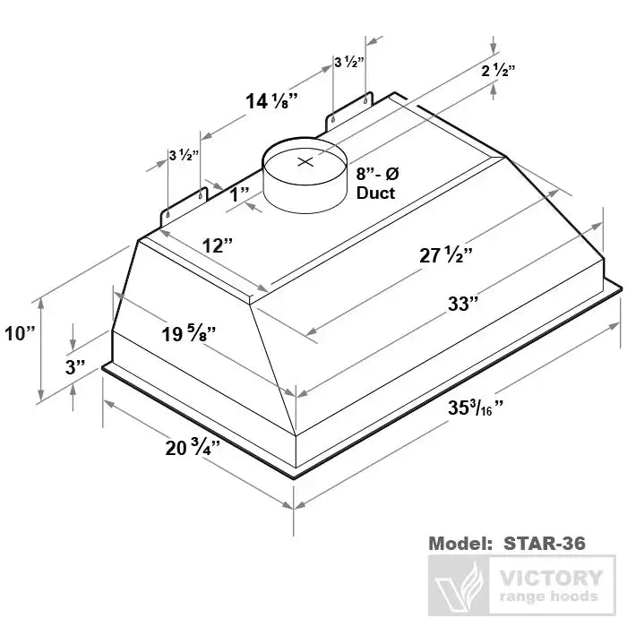 Victory Range Star 900 CFM Insert Range Hood in Stainless Steel - Star-42