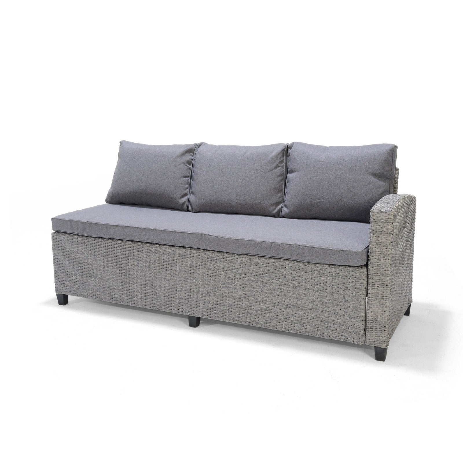 Midtown Concept Vinh 3 Piece Wicker Sectional Seating Set - Gray with Cushions - VINH3PC