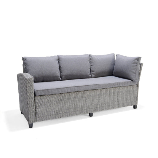 Midtown Concept Vinh 3 Piece Wicker Sectional Seating Set - Gray with Cushions - VINH3PC