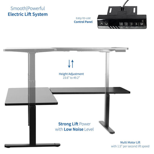 Vivo 67" x 60" Corner L-Shaped Standing Desk- Black - DESK-KIT-3E6B