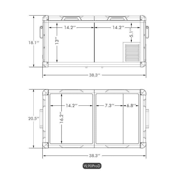 95QT VL90ProD Dual Zone RV 12 volt Fridge Plug in Cooler| ICECO