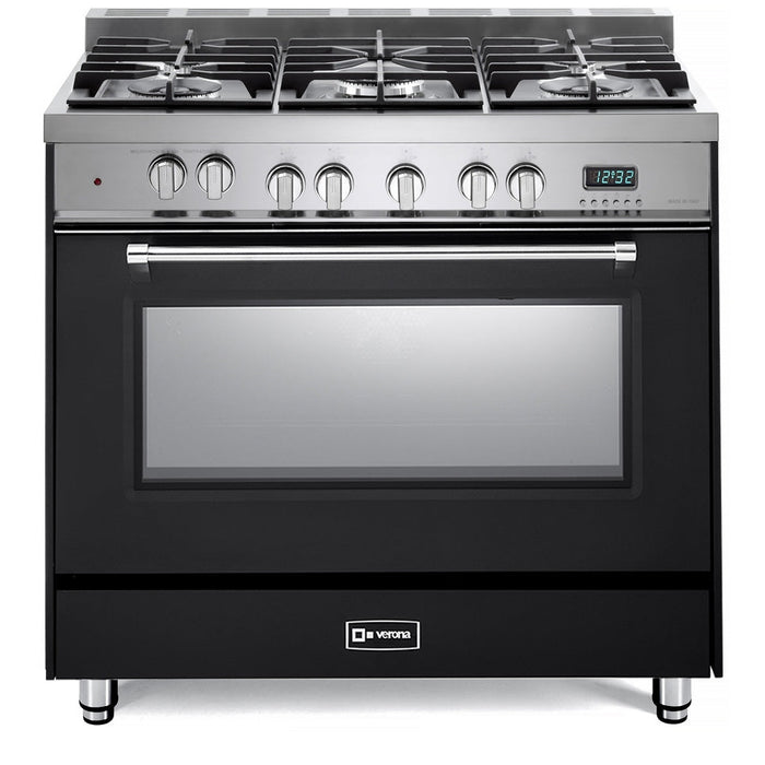 Verona - Prestige 36" Dual Fuel Single Oven Range - 5 Burners - Stainless Steel, Matte Black, White _ VPFSGE365SS