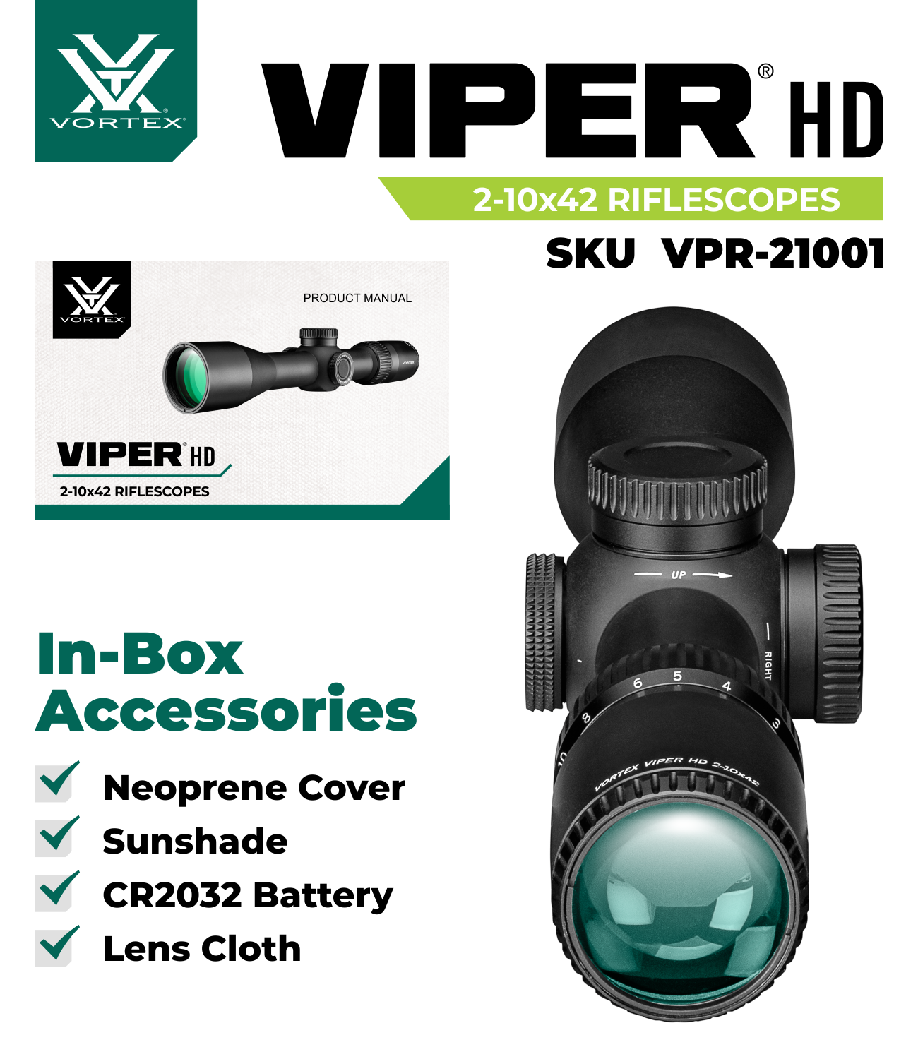 Vortex Optics Viper HD 2-10x42 SFP Second Focal Plane Dead-Hold BDC MOA Riflescope (VPR-21001) - VPR-21001