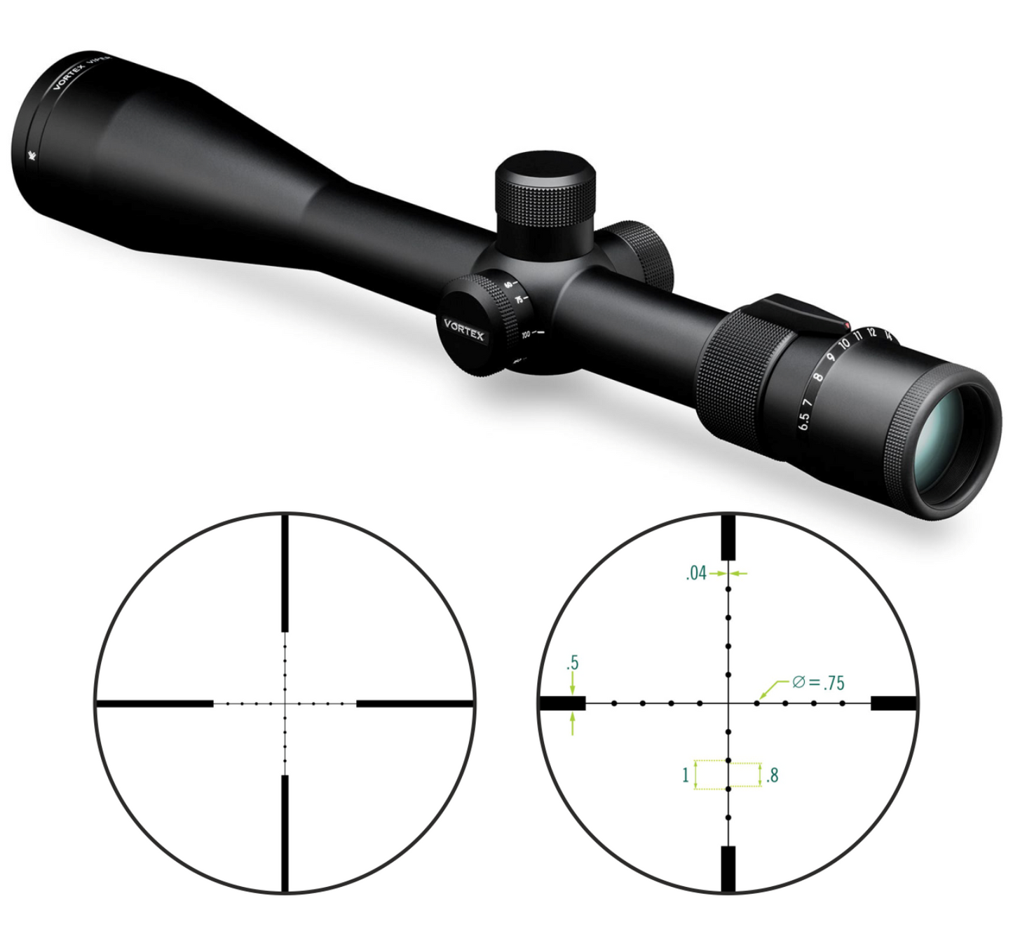 Vortex Optics Viper 6.5-20x50 PA SFP Riflescope Mil-Dot MOA, 30mm Tube with Pro 30mm High Rings (1.18in) and Free Hat Bundle - VPR-M-06MD_TRH-2Pk_121-53-BCA