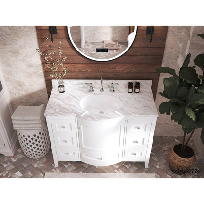 Ancerre Lauren Bathroom Vanity with Sink and Carrara White Marble Top Cabinet Set - VTS-LAUREN-48-W-CW - Backyard Provider