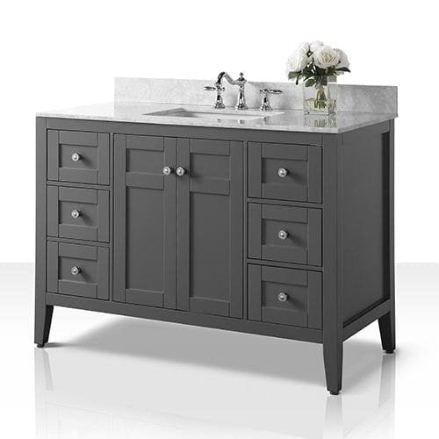 Ancerre Maili Bathroom Vanity with Sink and Carrara White Marble Top Cabinet Set - VTS-MAILI-48-W-CW - Backyard Provider