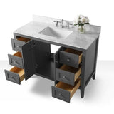 Ancerre Maili Bathroom Vanity with Sink and Carrara White Marble Top Cabinet Set - VTS-MAILI-48-W-CW - Backyard Provider