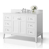 Ancerre Maili Bathroom Vanity with Sink and Carrara White Marble Top Cabinet Set - VTS-MAILI-48-W-CW - Backyard Provider