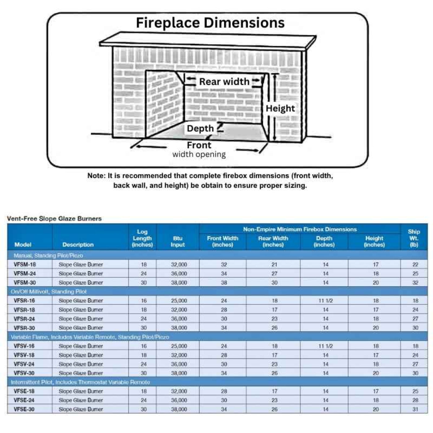 Empire Super Charred Oak Vent Free Gas Log Set - LS18C2S, VFSM18LP