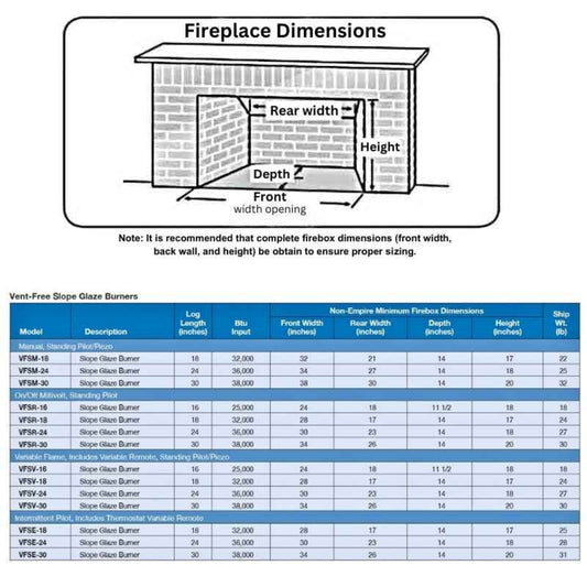 Empire Super Charred Oak Vent Free Gas Log Set - LS18C2S, VFSM18LP