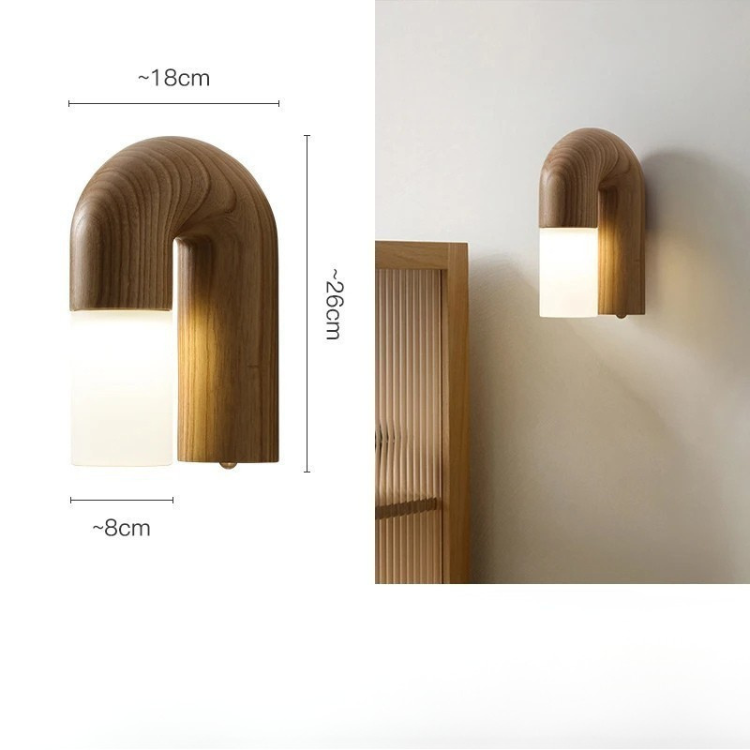 Vintage Solid Ash Wood + Acrylic LED Wall Lamp - Procure Décor
