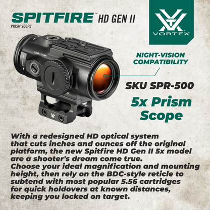 Vortex Optics Spitfire HD Gen II 5x Prism Scope - SPR-500