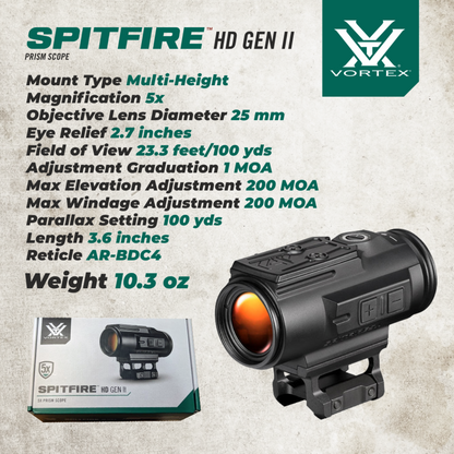 Vortex Optics Spitfire HD Gen II 5x Prism Scope - SPR-500
