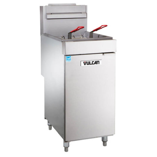 Vulcan 1VEG35M-1 Natural Gas 35-40 lb. Floor Fryer with Millivolt Controls - 70 000 BTU - 1VEG35M-1