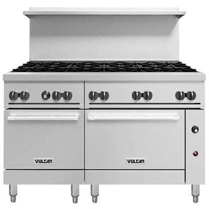 Vulcan 60SS-10BP Liquid Propane Stainless Steel 60" Professional Gas Range 10 Burners with 2 Standard Ovens - 358 000 BTU - 60SS-10BP