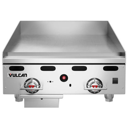 Vulcan MSA24-C0100P 24 Countertop Liquid Propane Griddle with Rapid Recovery Plate and Piezo Ignition - 54 000 BTU - MSA24-C0100P