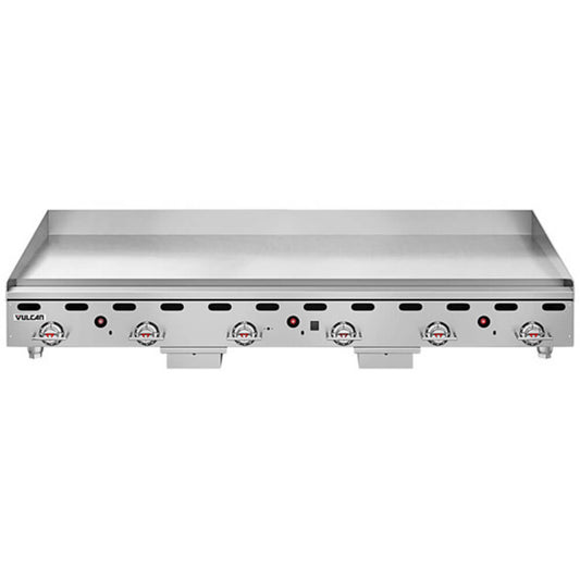 Vulcan MSA-72-101 72" Countertop Natural Gas Griddle with Snap-Action Thermostatic Controls - 162,000 BTU - MSA72-101