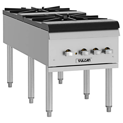 Vulcan VSP200F-1 Natural Gas 2 Burner Countertop Stock Pot Range - 220,000 BTU - VSP200F-1