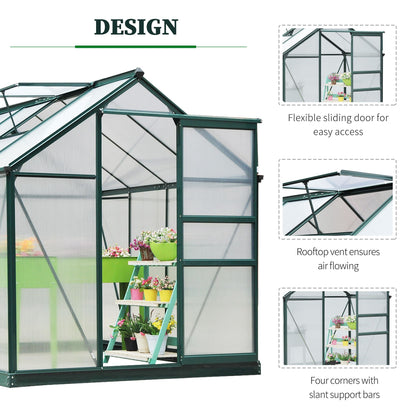 Outsunny BloomGreen 6' x 8' Greenhouse with Rain Gutter and Roof Vent Dark Green - 845-059