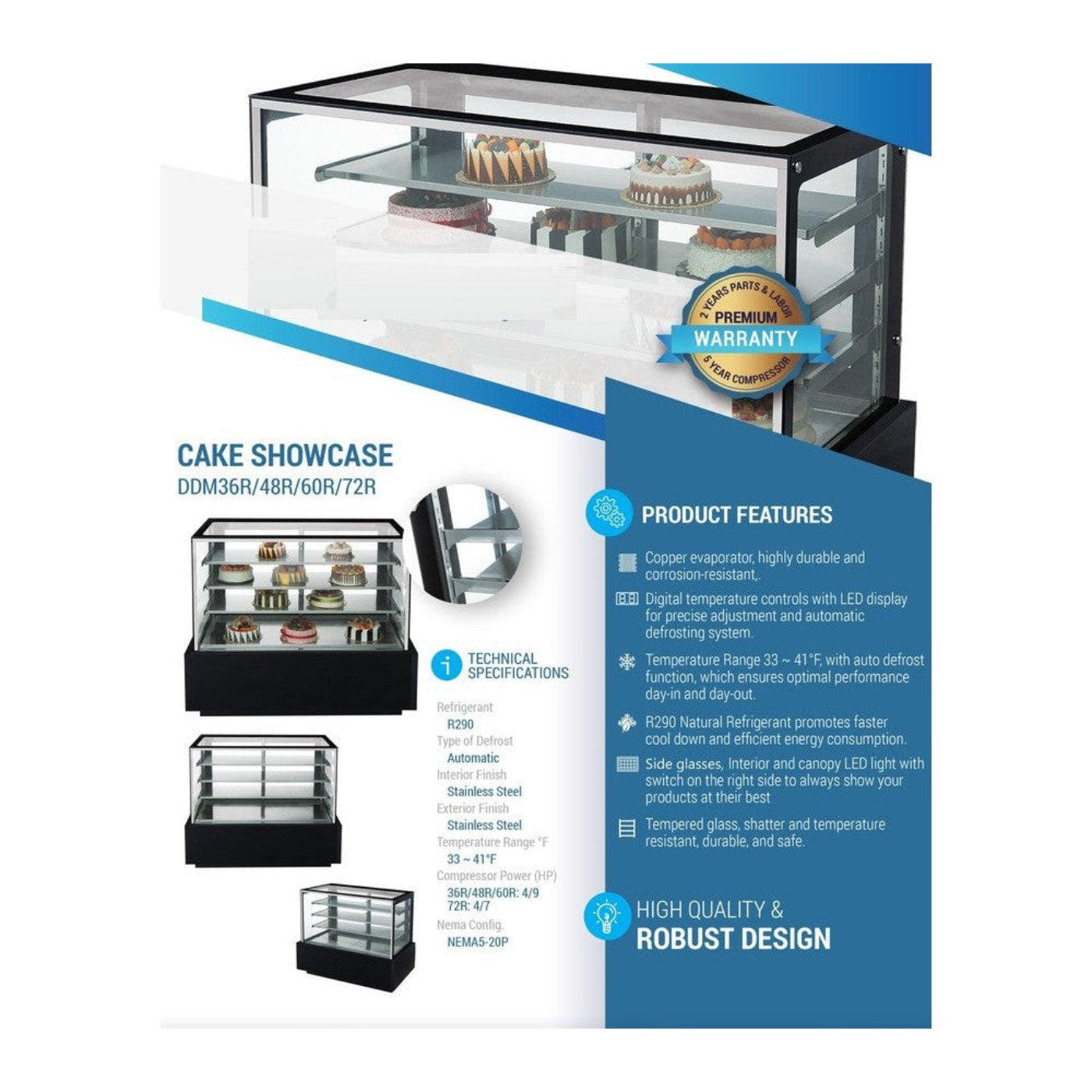 Chef AAA  Flat Glass Bakery Display Case - CV-180