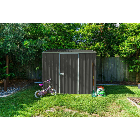 Palram  Absco | 7.5x5x7 ft Single Door Space Saver Metal Garden Shed - Woodland Gray - AB1108