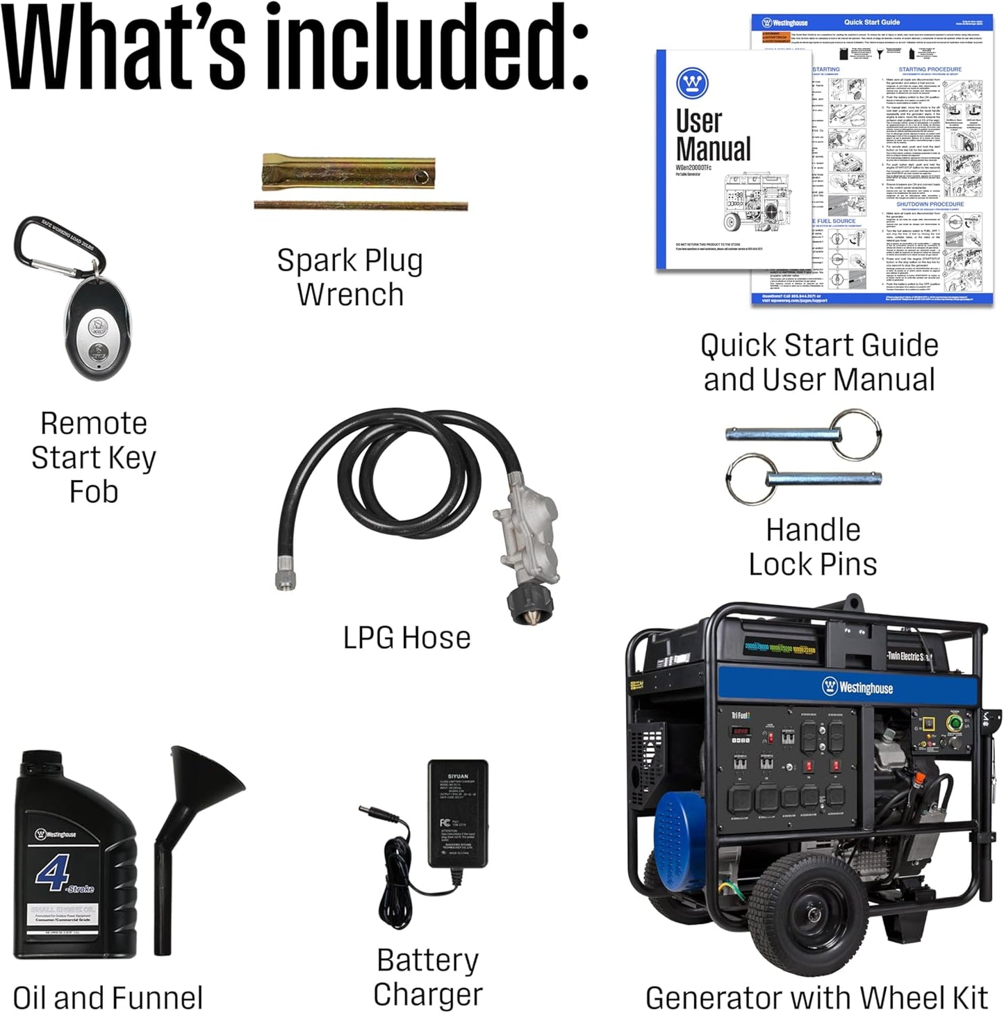 Westinghouse 20000W/28000W Generator Tri-Fuel 50A Gasoline Liquid Propane Natural Gas CO Sensor Remote Start New - WGEN20000TFC