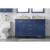 Legion Furniture WLF2272-B 72 Inch Blue Double Single Sink Vanity Cabinet with Carrara White Top