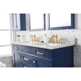 Legion Furniture WLF2272-B 72 Inch Blue Double Single Sink Vanity Cabinet with Carrara White Top