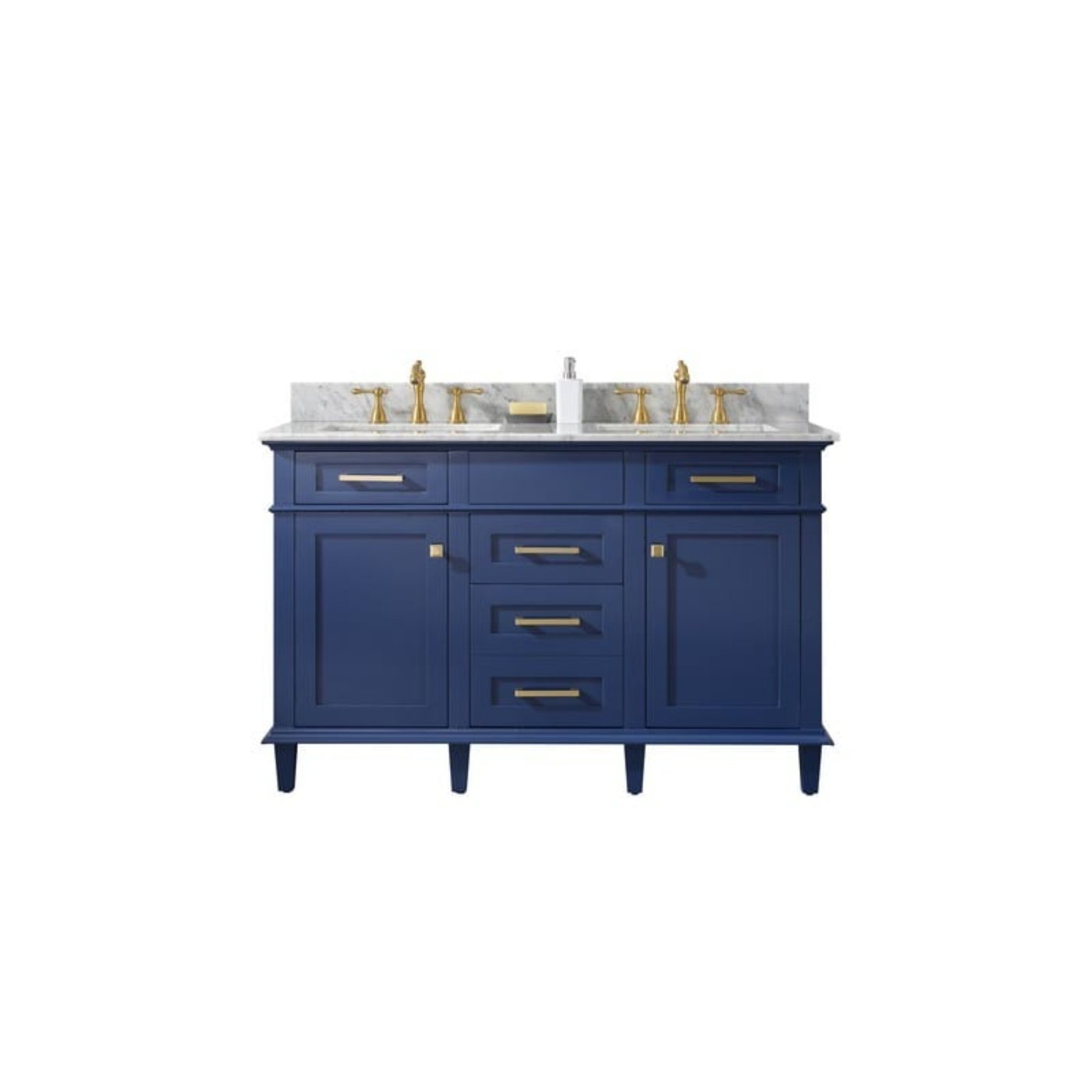 Legion Furniture WLF2272-B 72 Inch Blue Double Single Sink Vanity Cabinet with Carrara White Top