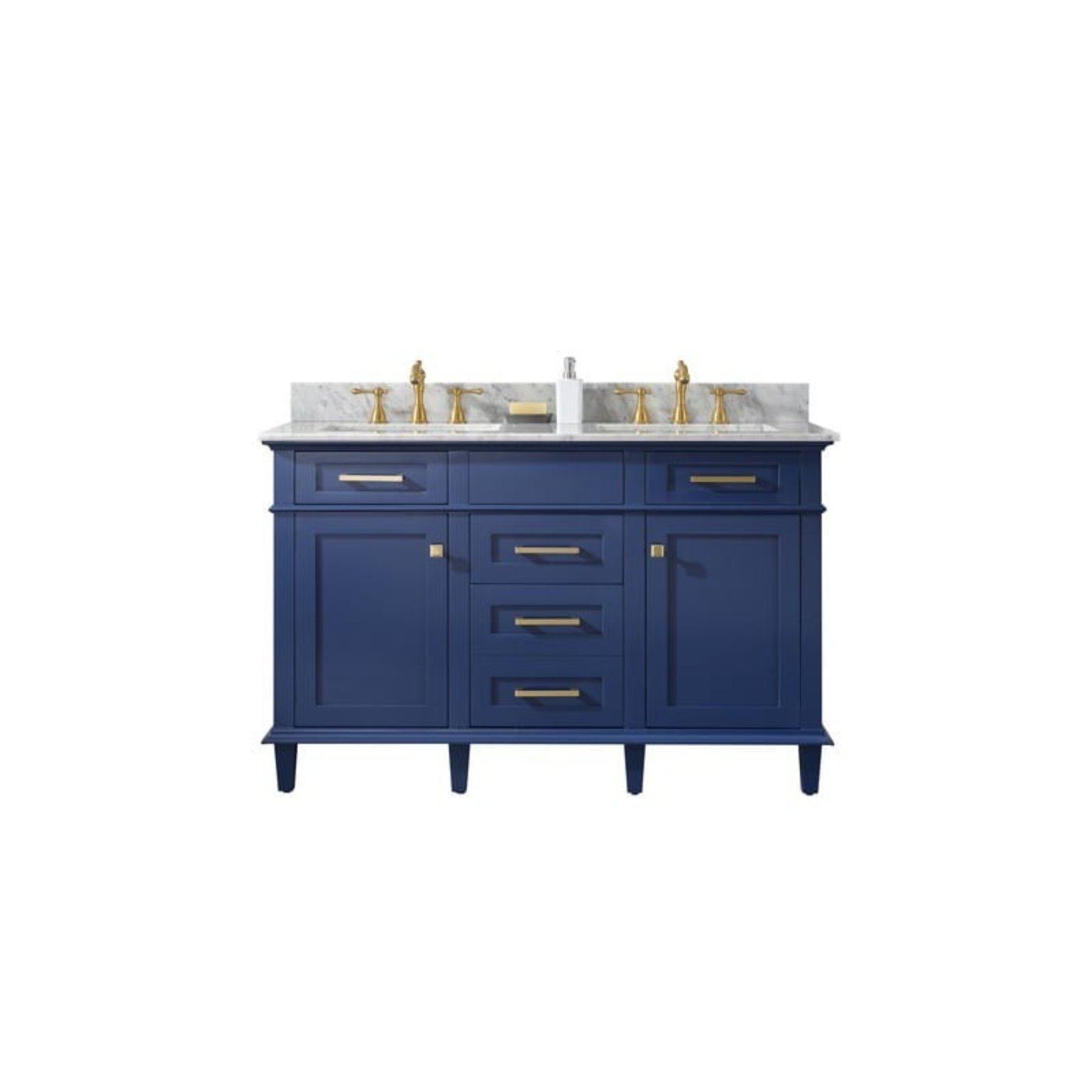 Legion Furniture WLF2260S-B 60 Inch Blue Finish Single Sink Vanity Cabinet with Carrara White Top