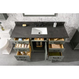 Legion Furniture WLF2160S-PG 60 Inch Pewter Green Finish Single Sink Vanity Cabinet with Blue Lime Stone Top
