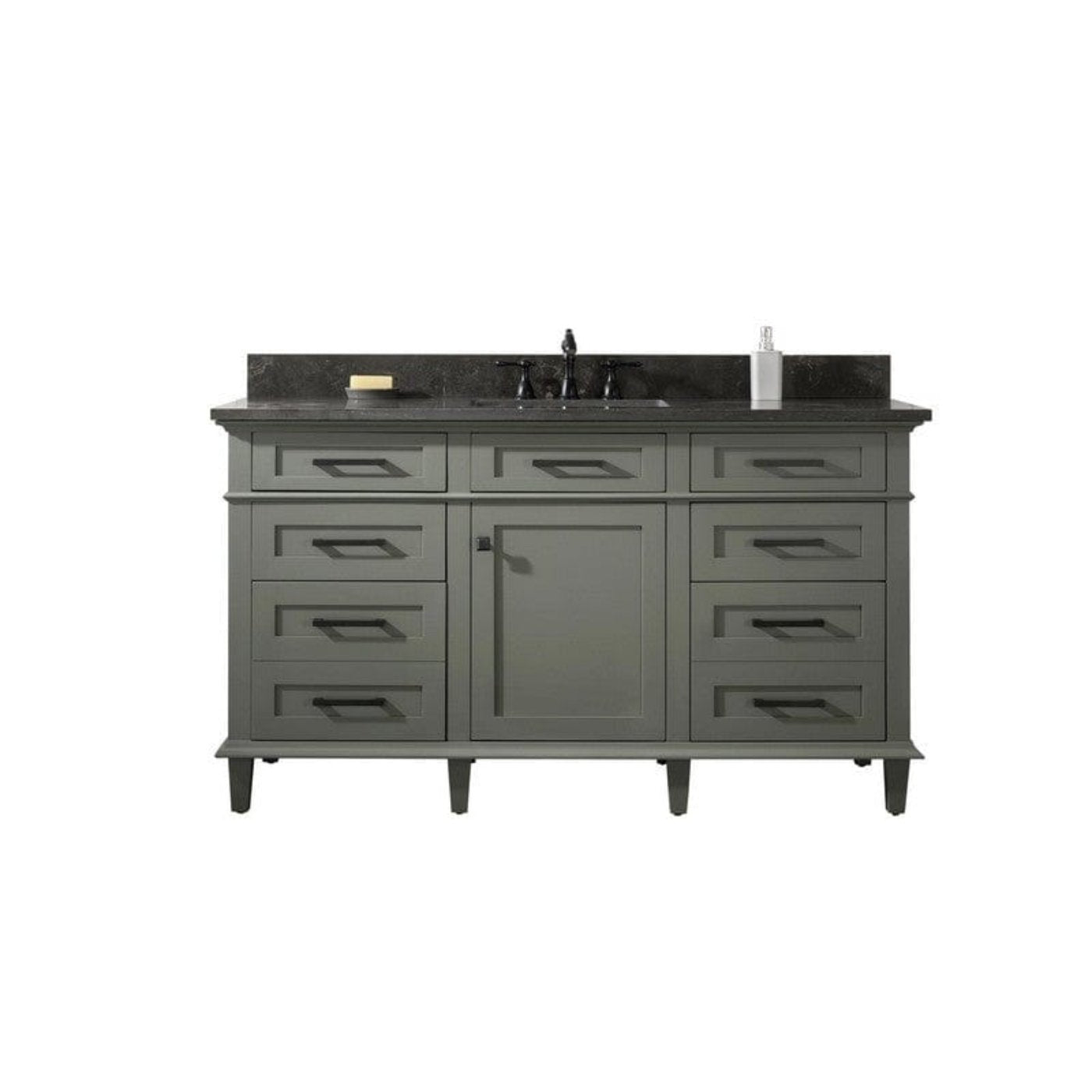 Legion Furniture WLF2280-PG 80 Inch Pewter Green Double Single Sink Vanity Cabinet with Blue Lime Stone Quartz Top