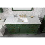 Legion Furniture WLF2260D-VG 60 Inch Vogue Green Finish Double Sink Vanity Cabinet with Carrara White Top