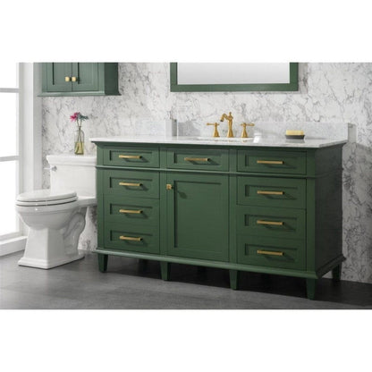 Legion Furniture WLF2272-VG 72 Inch Vogue Green Double Single Sink Vanity Cabinet with Carrara White Top