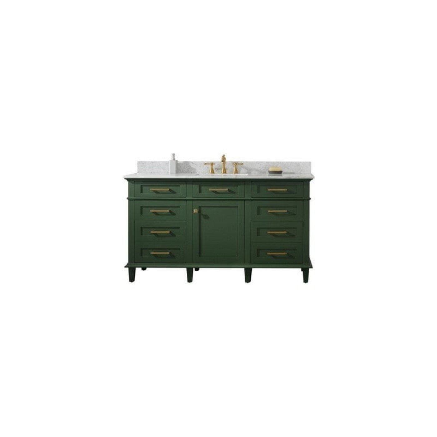 Legion Furniture WLF2272-VG 72 Inch Vogue Green Double Single Sink Vanity Cabinet with Carrara White Top