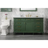 Legion Furniture WLF2254-VG 54 Inch Vogue Green Finish Double Sink Vanity Cabinet with Carrara White Top