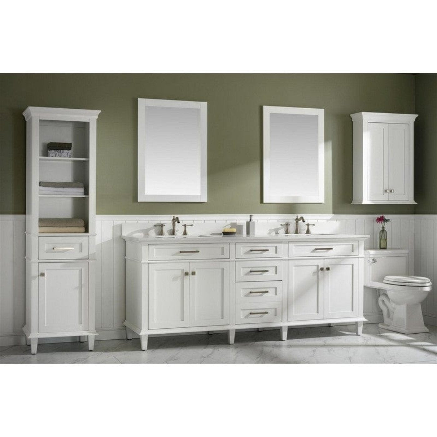 Legion Furniture WLF2280-W 80 Inch White Double Single Sink Vanity Cabinet with Carrara White Quartz Top - Backyard Provider